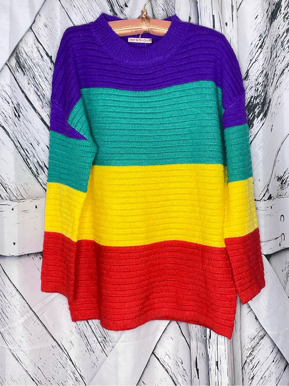 NWT Hot & Delicious Striped Rainbow Sweater S/M